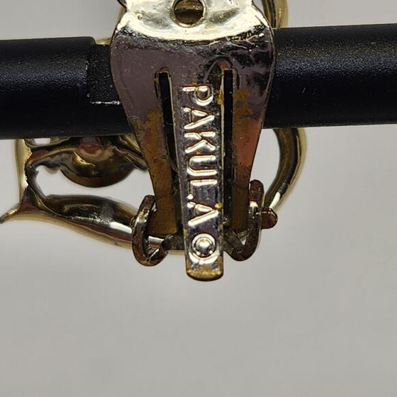 Pakula Cluster Brown Aurora Borealis Crystal Clip On Earrings Gold Tone Vintage - Picture 5 of 7